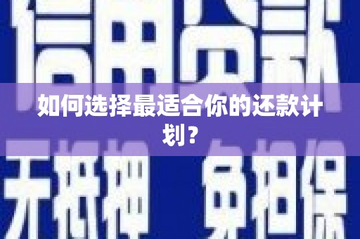 万全如何选择最适合你的还款计划？