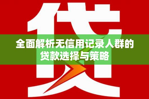 万全全面解析无信用记录人群的贷款选择与策略